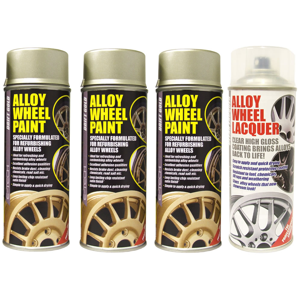 ETech Drift Gold and Lacquer Car Alloy Wheel Spray Paint 4 Cans