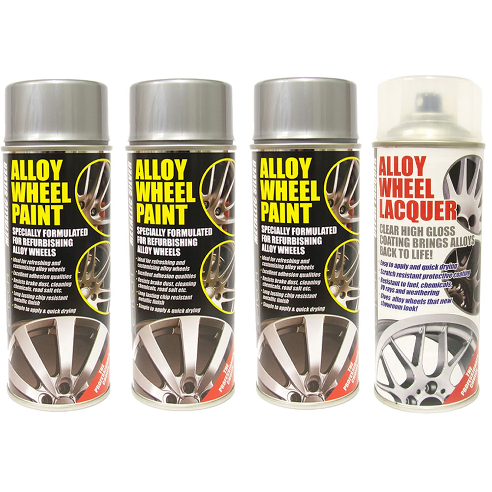 ETech Metallic Silver and Lacquer Car Alloy Wheel Spray Paint 4 Cans