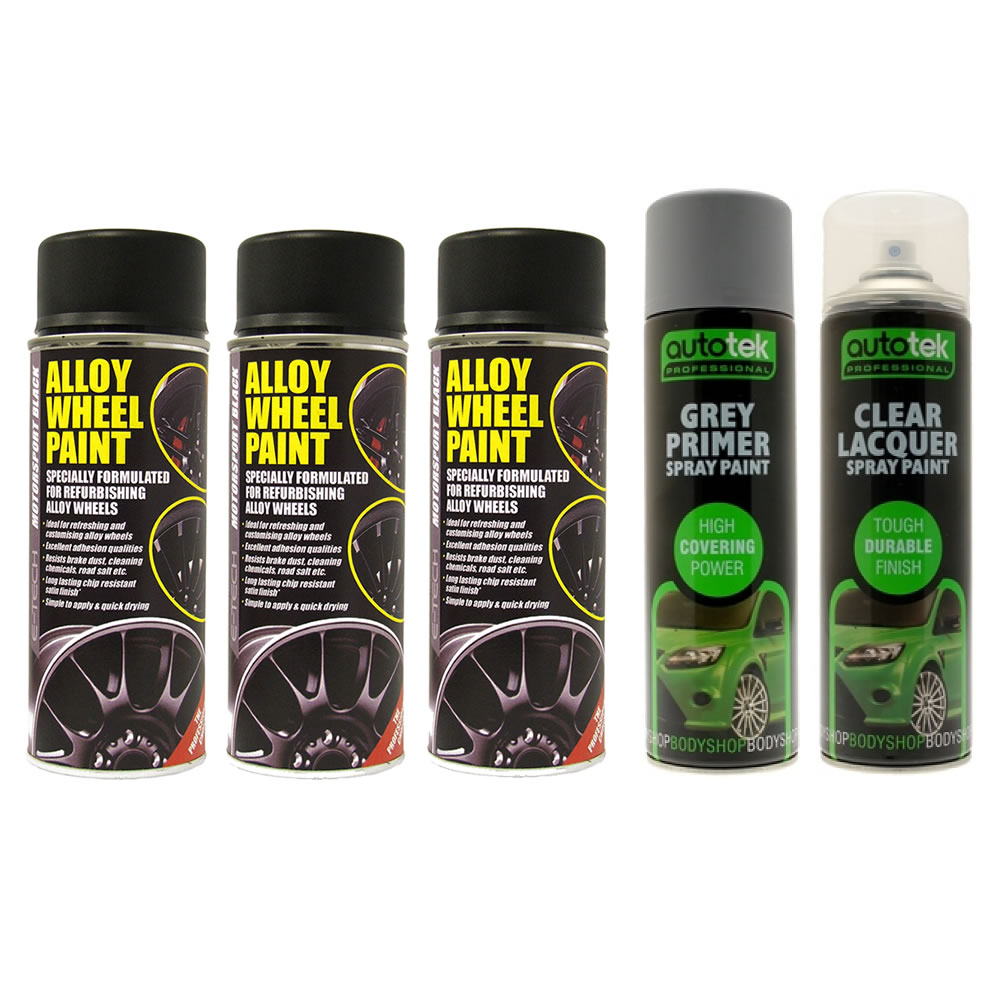 ETech 3x Black Autotek 1x Lacquer Autotek 1x Primer Car Alloy Wheel