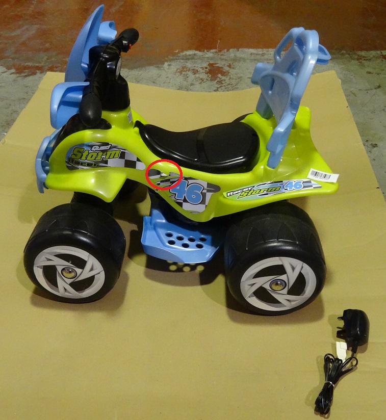 Chad Valley 6V Blue and Green Baby Quad Bike. RRP £44.99 lot NBNI USD