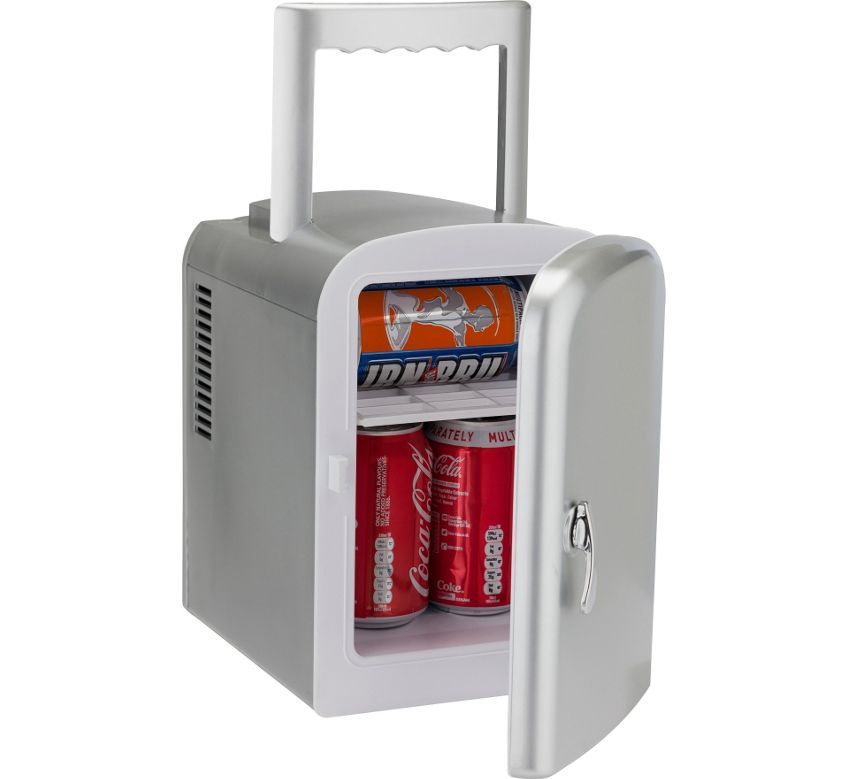 4 Litre Silver Mini Travel Fridge with Handle RRP 29.99 lot GD 1396366