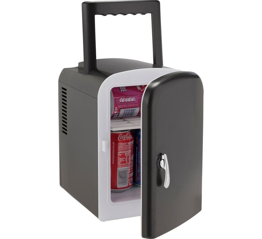 4 Litre Black Mini Travel Fridge with Handle RRP 29.99 lot NIGD 1225516