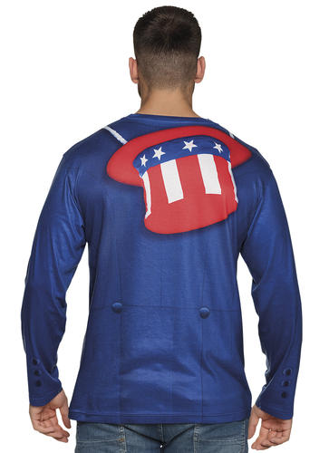 Uncle Sam Shirt Mens Fancy Dress American USA Army Military Adults Costume Top