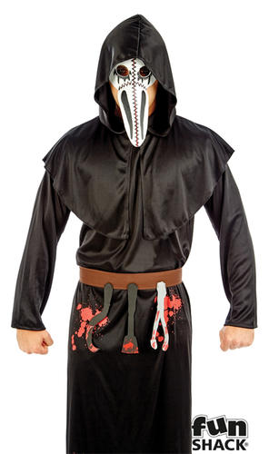 Plague Doctor Mens Fancy Dress Medieval Black Death Adults Halloween Costume New