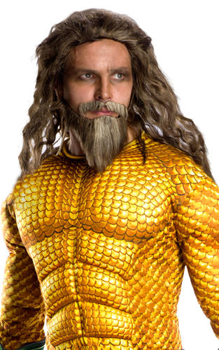 Deluxe Aquaman Mens Fancy Dress DC Comic Film Superhero Adults Costume Outfit