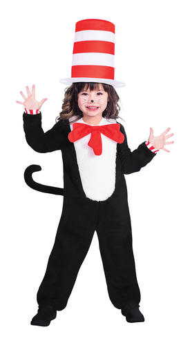 The Cat in the Hat Kids Fancy Dress Dr Seuss Boys Girls World Book Day Costume