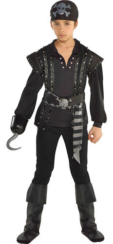 Dark Sea Scoundrel Boys Fancy Dress Pirate Buccaneer Kids Halloween Costume New