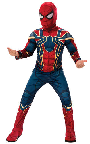 Deluxe Iron Spider Boys Fancy Dress Avengers Superhero Spider-Man Kids Costume