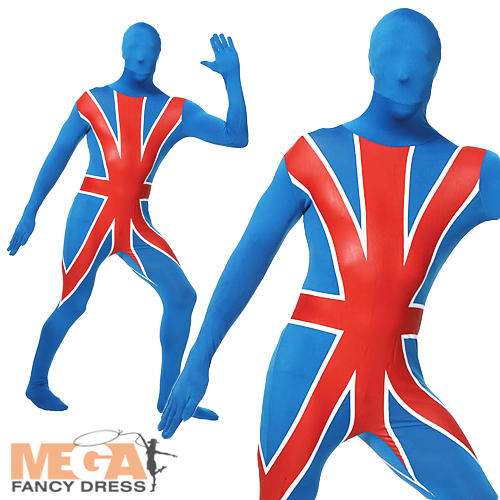 Union Jack Skin Suit British Olympics Sports Fancy Dress Mens Skinz