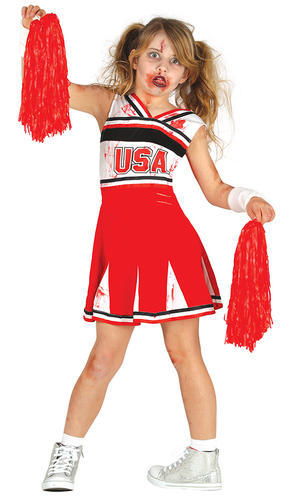 Zombie Pom-Pom Girl Robe FANTAISIE Fille High School Horreur Enfants Costume Halloween