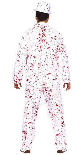 White Bloody Suit Mens Fancy Dress Gory Halloween Horror Killer Adults Costume