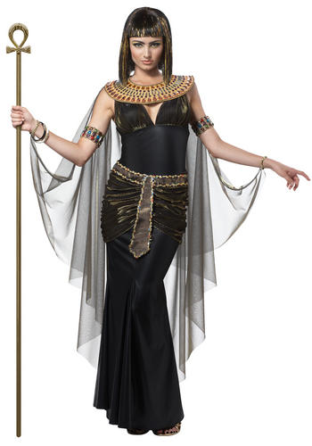 Deluxe Black Cleopatra Egyptian Queen Ladies Fancy Dress Womens Adult Costume Ebay 4659