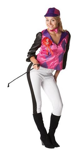 Female Jockey Fancy Dress Ladies Sports Uniform Costume Outfit + Hat UK 8-18 - Picture 5 of 6
