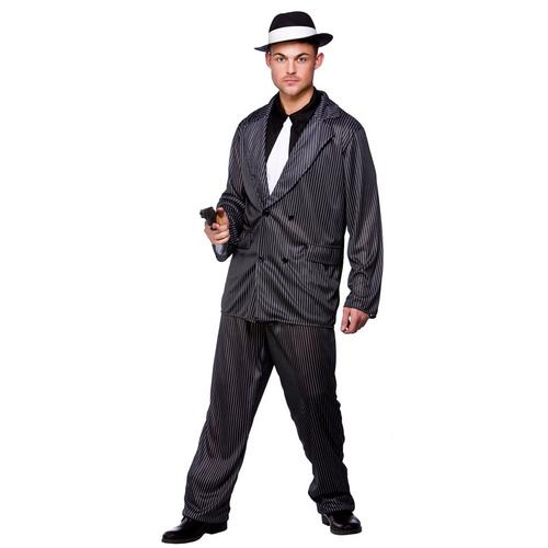 Gangster Zoot Suit + Tie Mens Fancy Dress 1920s Mafia Adults 20s Gang