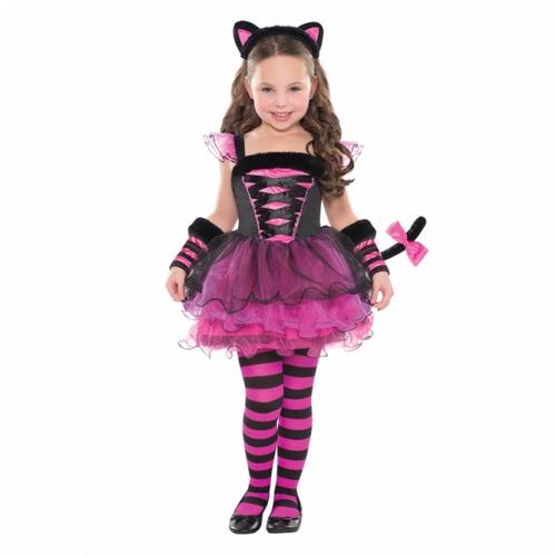 Pink Cat Ballerina Girls Fancy Dress Halloween Animal Child Kids Costume Outfit - Picture 2 of 3