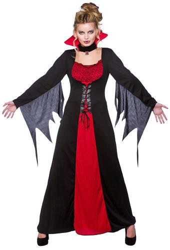 Vampiress Ladies Halloween Fancy Dress Womens Adults Vampire Costume Outfit New