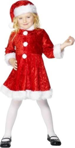 Red Tights Girls Fancy Dress Mrs Claus Kids Christmas Costume Mini Miss Santa