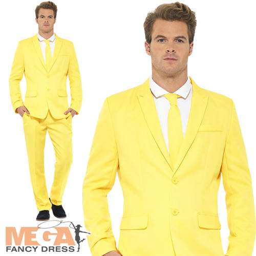 Yellow Suit Mens Fancy Dress Stag Party The Mask Jim Carrey Adults