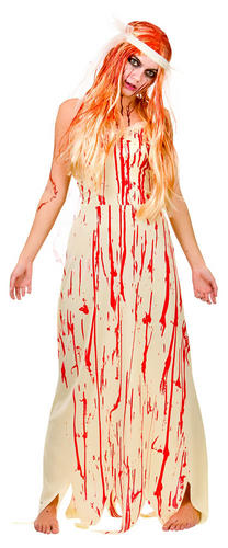 Bloody Bride//Prom Girl Ladies Halloween Fancy Dress Womens Zombie Adults Costume