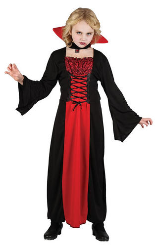 Vampiress Girls Halloween Fancy Dress Vampire Kids Childrens Childs Costume New
