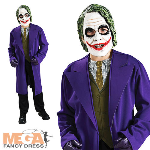 The Joker Fancy Dress Batman Villian Boys Halloween Kids Costume + Mask