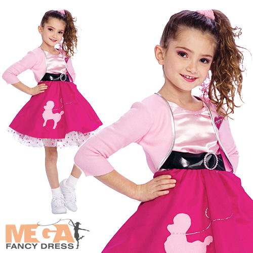 Fifties Girl Kids Fancy Dress 1950s Girls Childrens Child 50s Costume