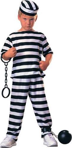 Prisoner Boy/'s Convict Fancy Dress Robber Uniform Kids Child Costume Ages 3-10 Y