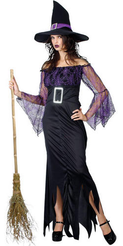 Hat Ladies Halloween Fancy Dress Womens Costume Outfit Mystical Witch Dress