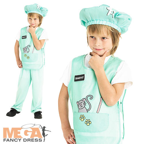 Vet Pet Doctor Uniform Dress Up Fancy Dress Kids Child Costume Boys