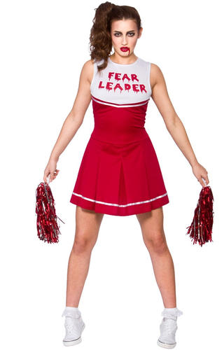 Blood Ladies Fancy Dress Halloween Horror Womens Costume Zombie Cheerleader