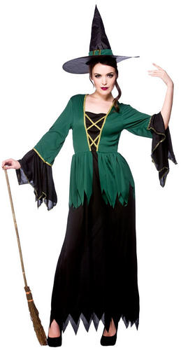 Green Witches Women Fancy Dress Halloween Fairytale Creepy Spooky Scary
