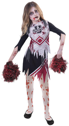 Tights Girls Fancy Dress Halloween Childrens Costume Undead Zombie Cheerleader
