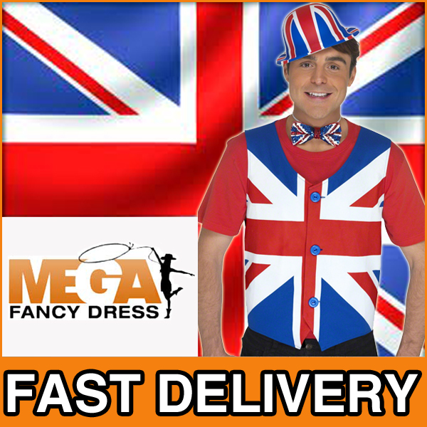 Mens' Union Jack Waistcoat Diamond Jubilee Olympics British Fancy Dress