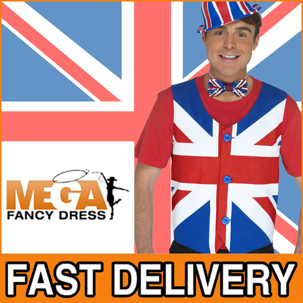 Mens' Union Jack Waistcoat Diamond Jubilee Olympics British Fancy Dress