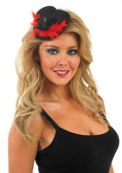 View Item Glitter Black and Red Mini Top Hat 