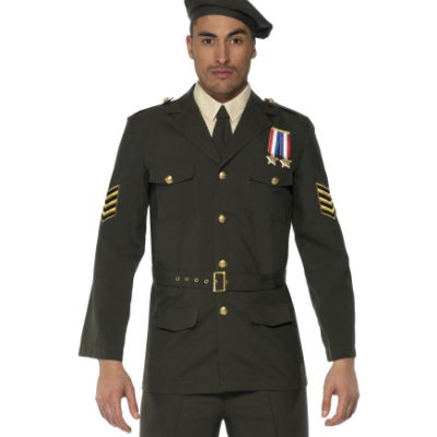 1940  Fashion on Military Army Officer 1940s Fancy Dress Mens Costume Ml   Ebay