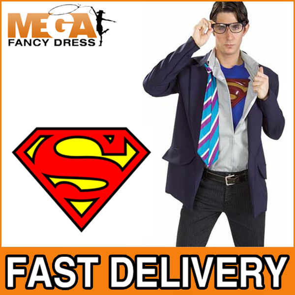 Clark Kent Mens Costume Glasses Superman Adult Superhero Fancy Dress