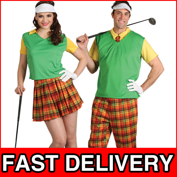 Mens & Ladies Golfer Sports Fancy Dress Pub Golf Adult Costume Outfit + Hat eBay