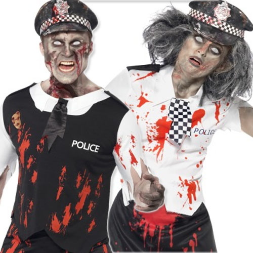 Zombie Police Man or Woman Halloween Mens Ladies Fancy Dress Uniform