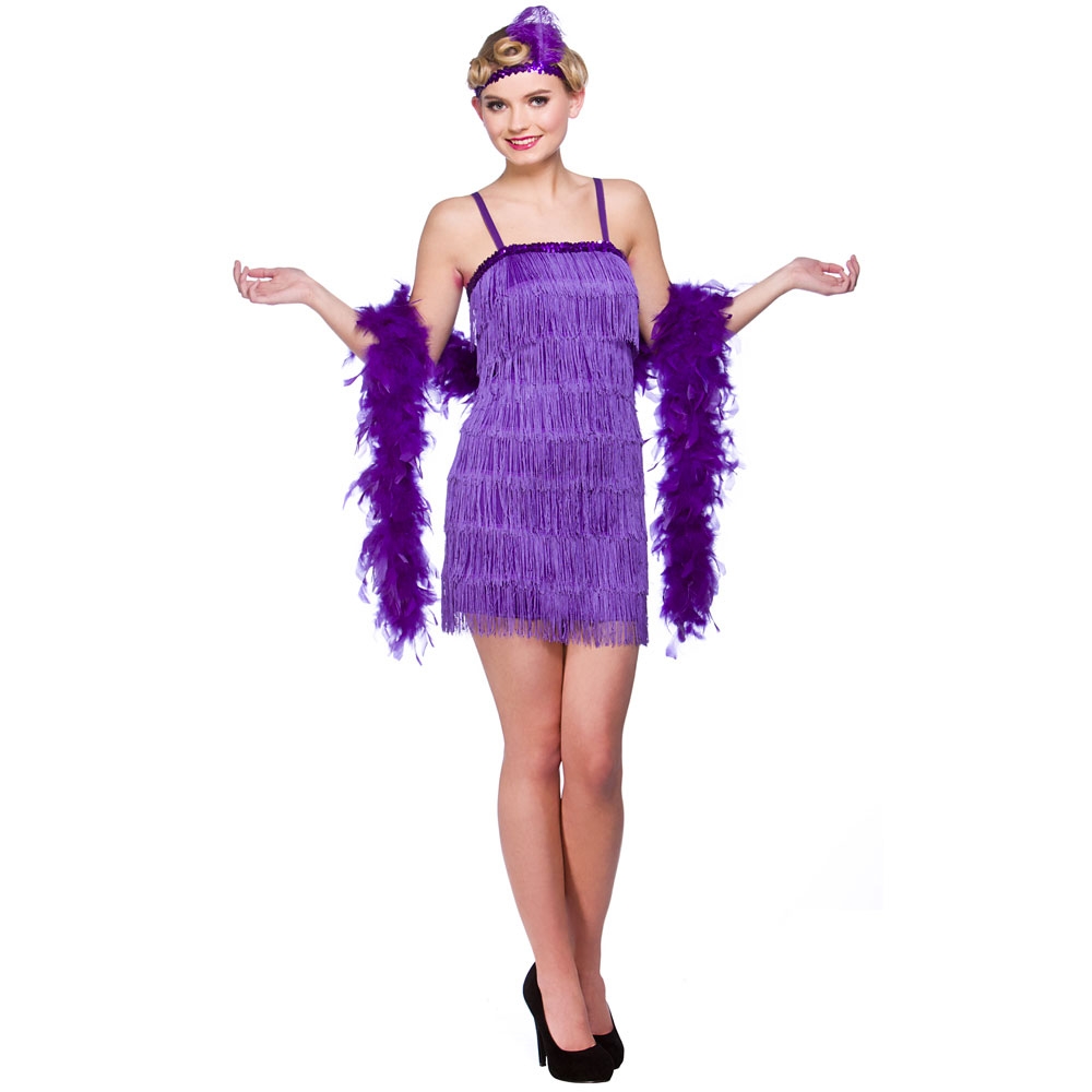 Details about Flapper Costume + Necklace Ladies 20s Fancy Dress 1920s