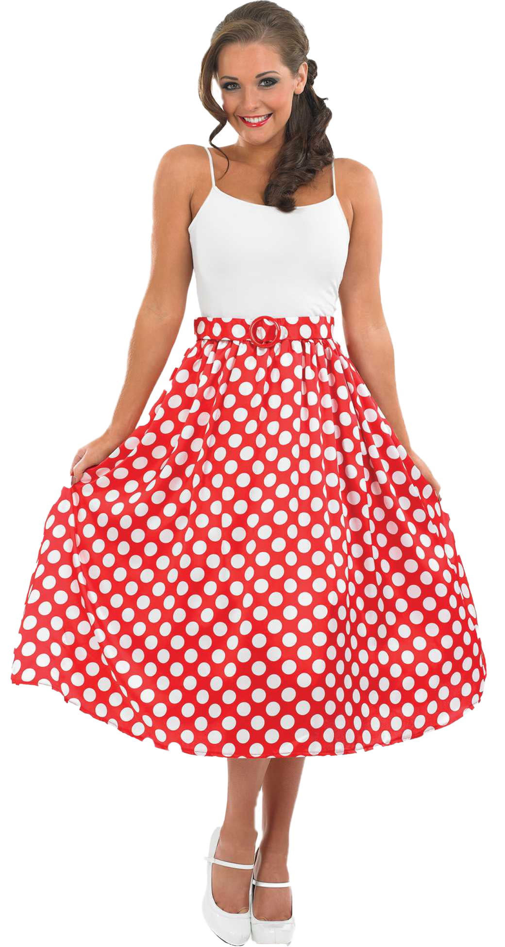Rock & Roll Long Skirt Ladies 1950s Fancy Dress Polka Dot Jive Womens