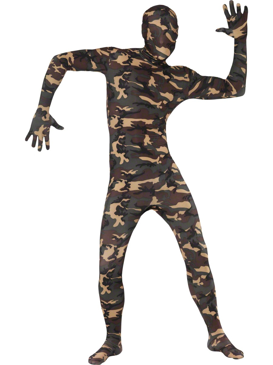 Camouflage Second Skin Bodysuit Mens Costume Adults Army Camo Fancy