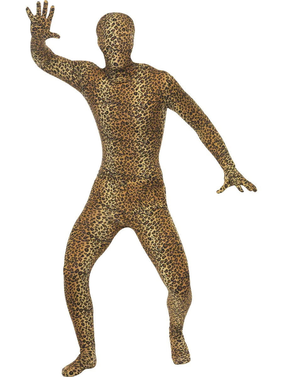 Leopard Print Second Skin Animal Bodysuit Mens Fancy Dress Unisex Adult