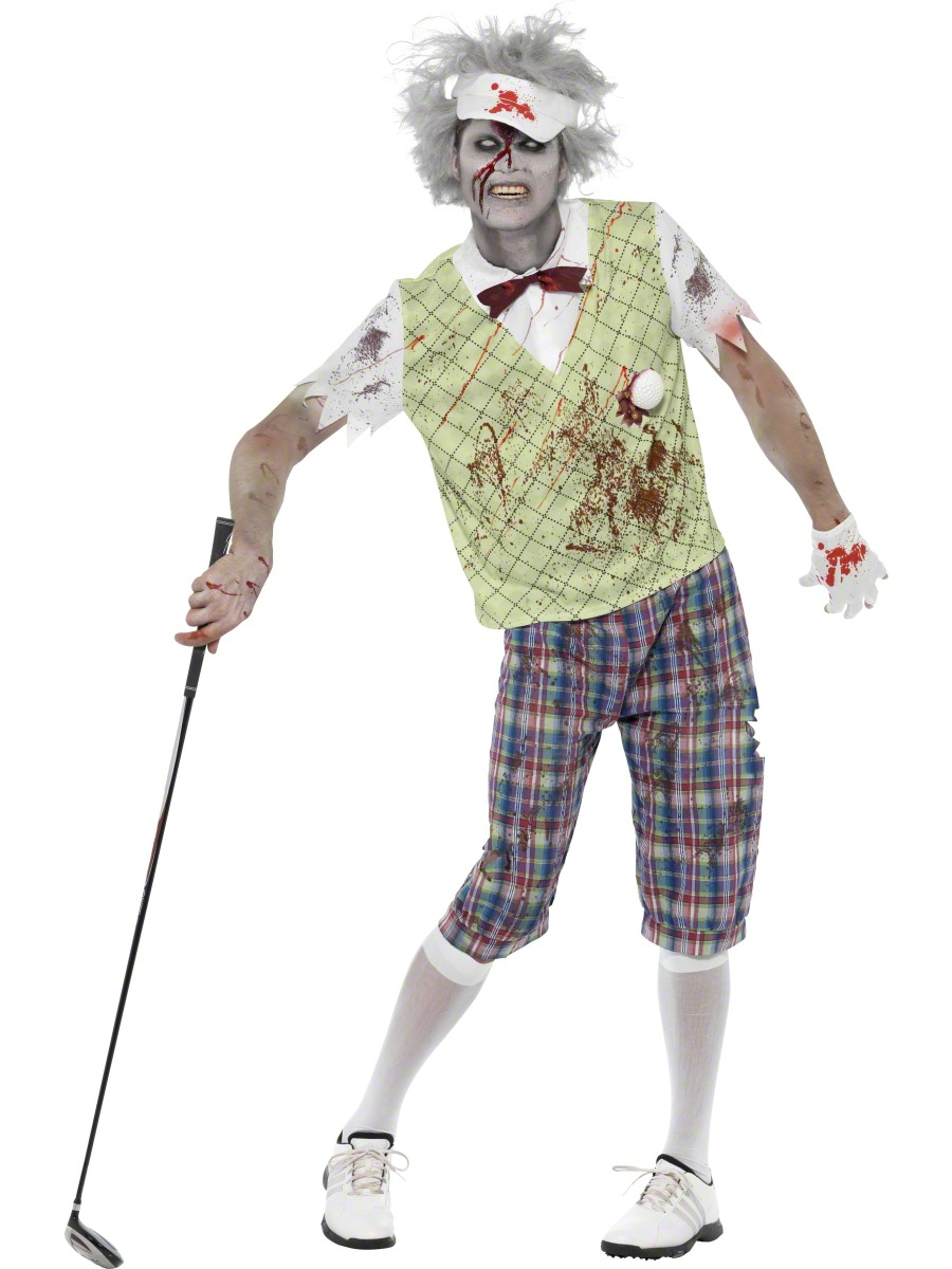 Scary Zombie Golfer Mens Halloween Fancy Dress Golf Sports Adults