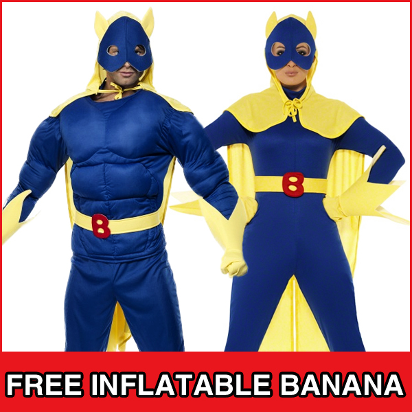 Bananaman Bananawoman Superhero Fun Fancy Dress Adult Stag Banana Man