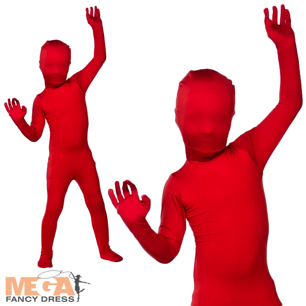 Red 2nd Skin Kids Bodysuit Fancy Dress Boys Halloween Second Skin