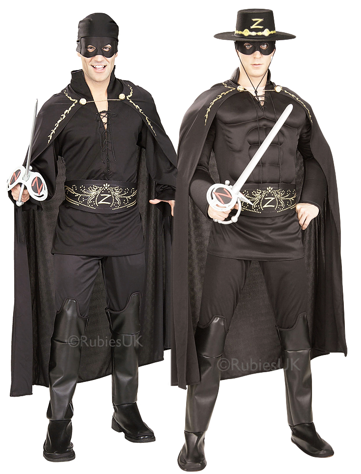 Deluxe Zorro Mens Fancy Dress Spanish Masked Bandit Hero Adults