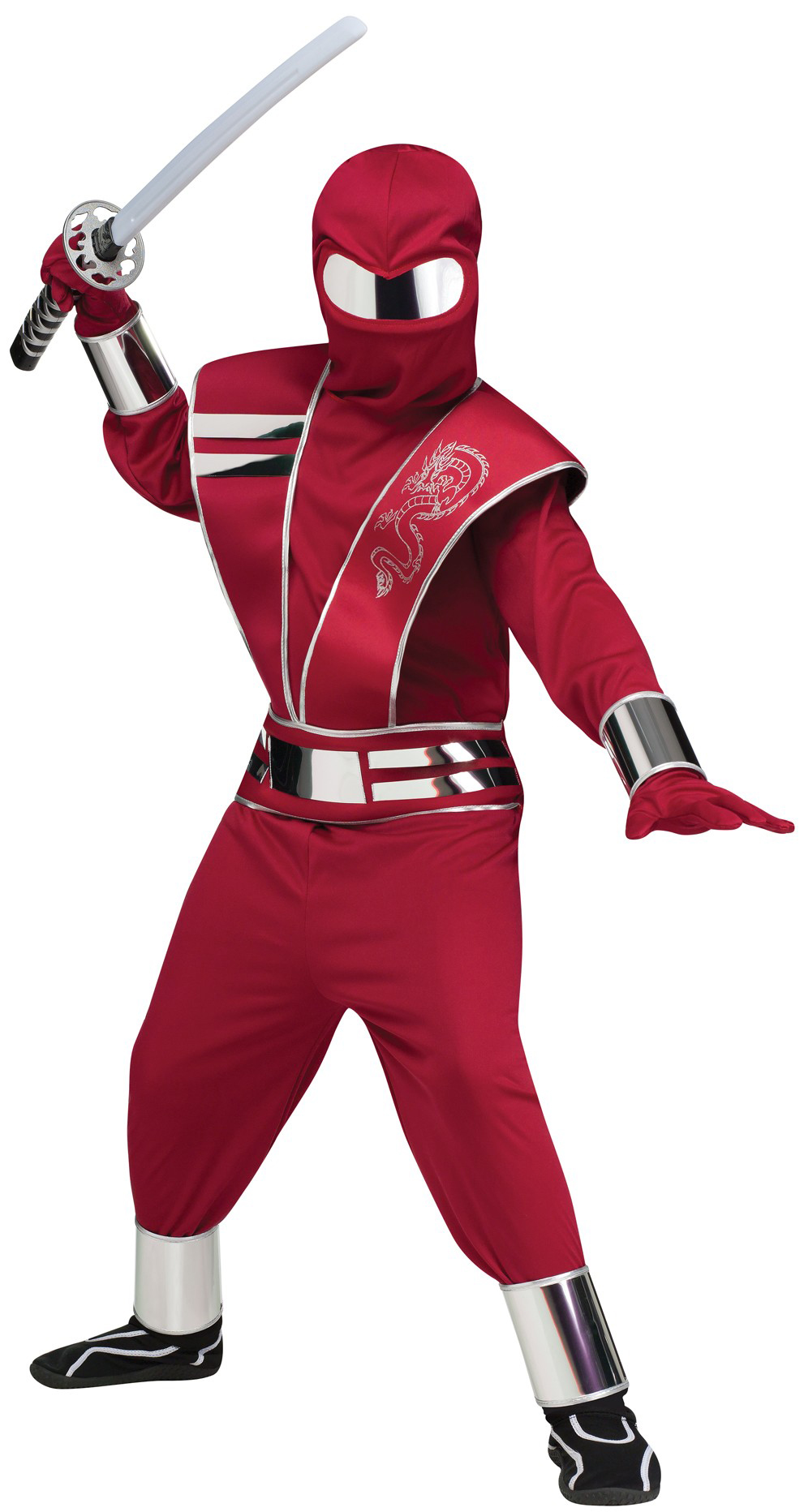 Red Ninja Boys Fancy Dress Halloween Martial Arts Warrior Childs