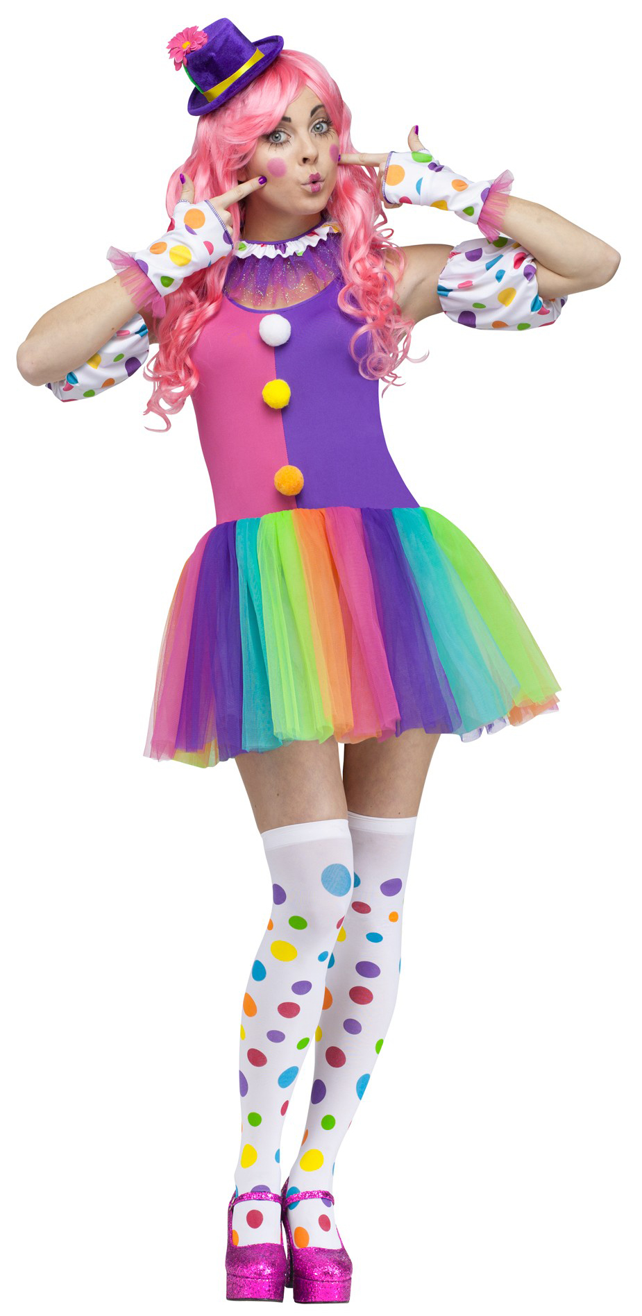 Circus Clown Hat Ladies Fancy Dress Adult Womens Fun Comedy Costume 