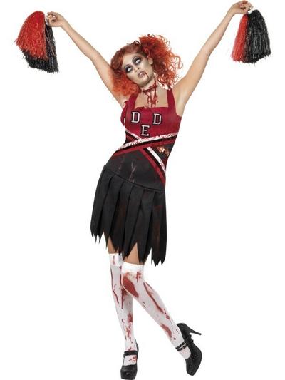 Ladies' Zombie Cheerleader Halloween Fancy Dress Costume